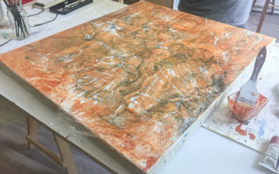 imprimatura: okr, verminilon, anglická červeň, jantarové médium, terpentín